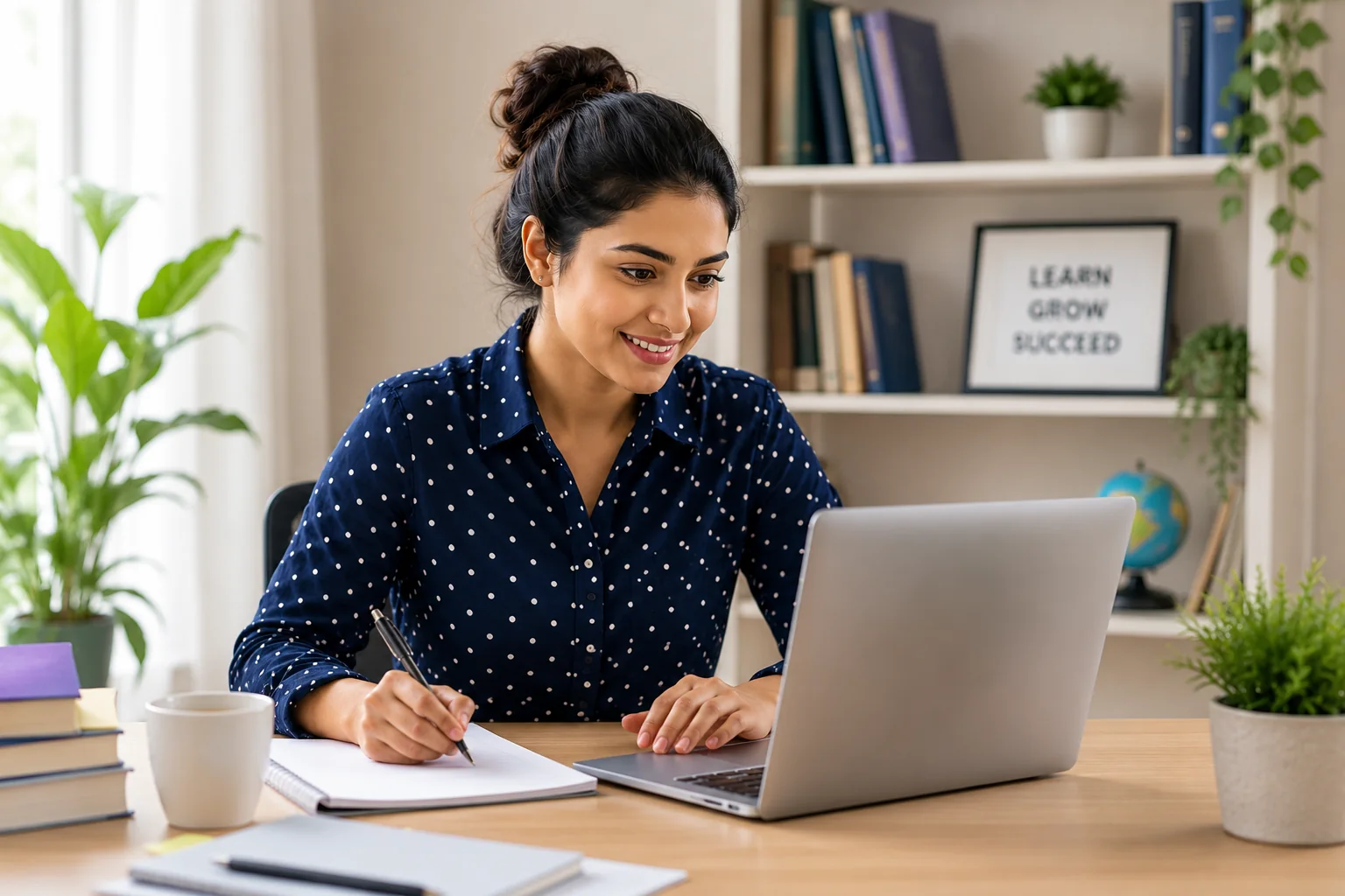 Learner studying an online training course with flexible learning