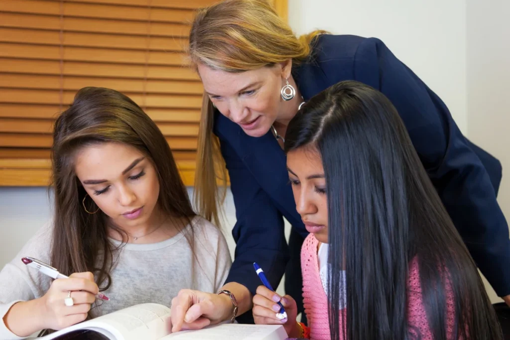 Teaching Assistant Courses online with learners receiving classroom support