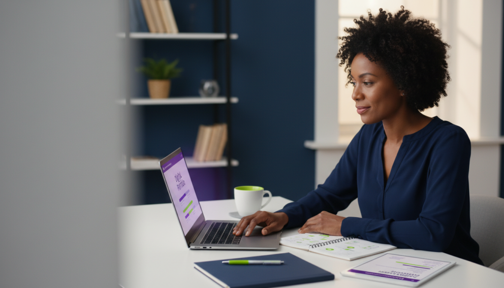 Adult learner exploring affordable assessor courses online with SJA